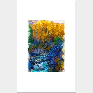 Autumn Vibe Waterfall At Aspen USA Posters and Art